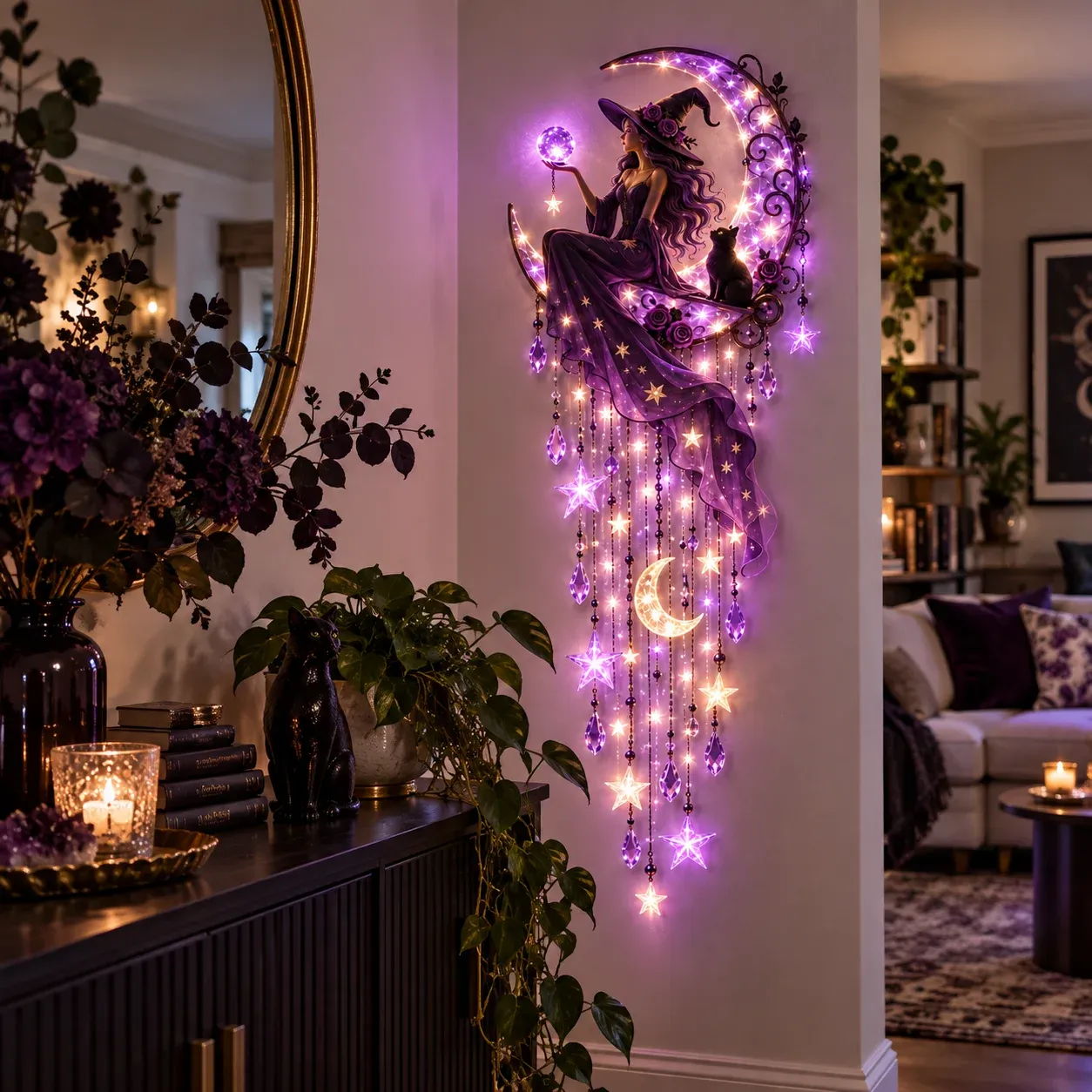 Purple witchy celestial wall decoration