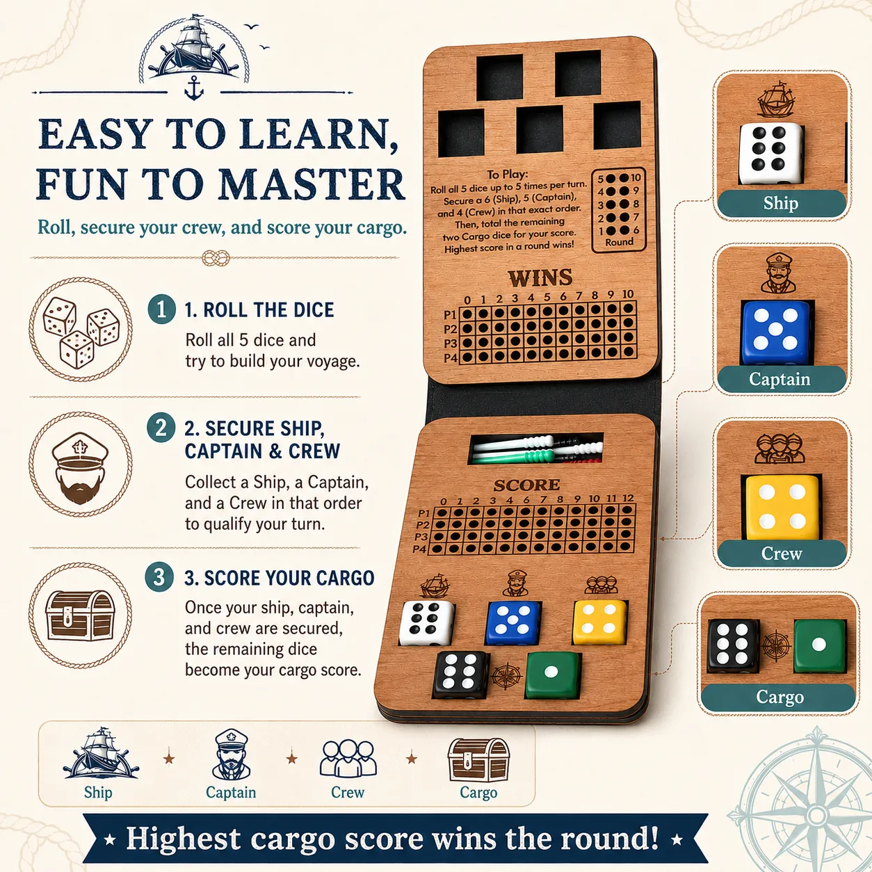 Ship, Captain, Crew game illustration