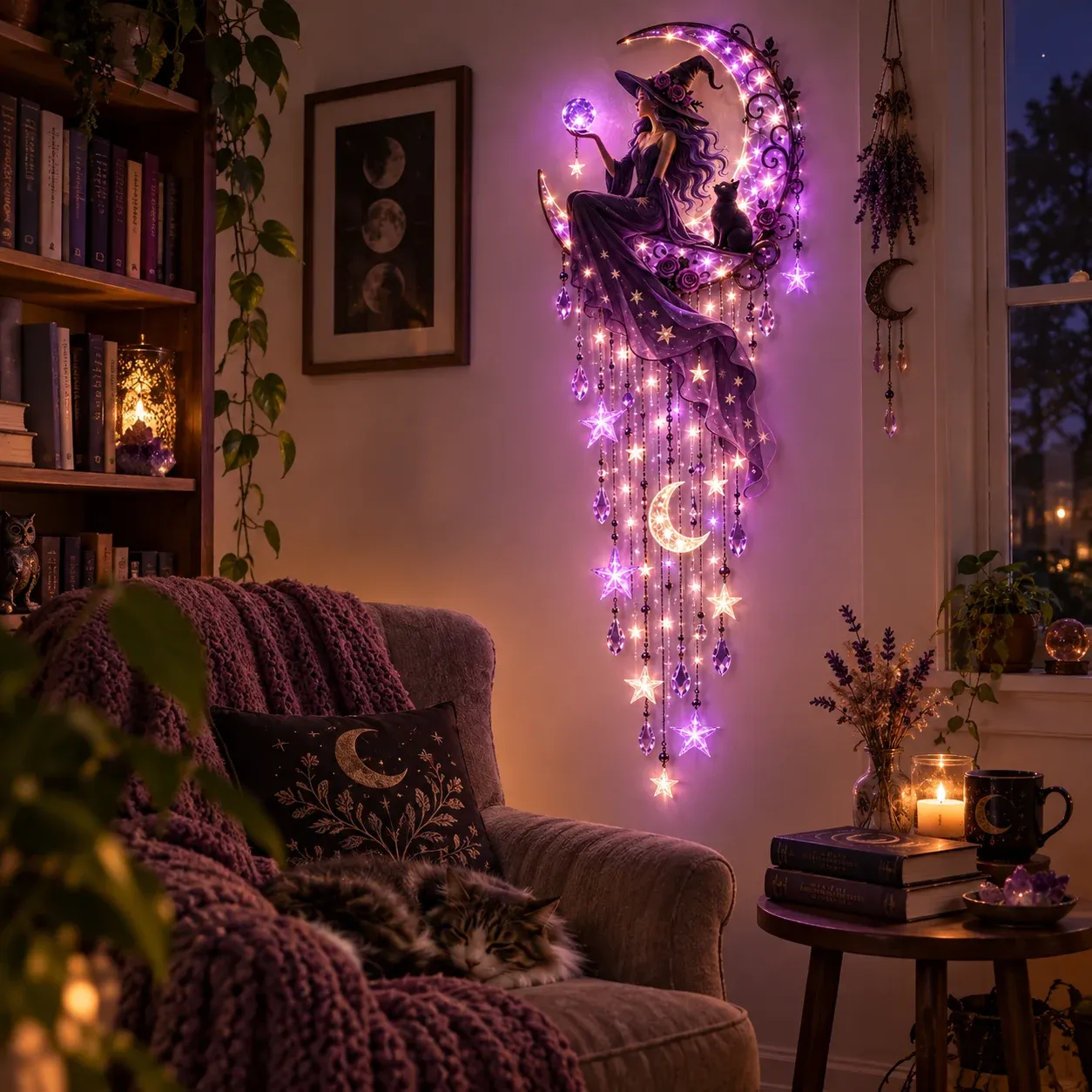 Witch moon wall light detail view