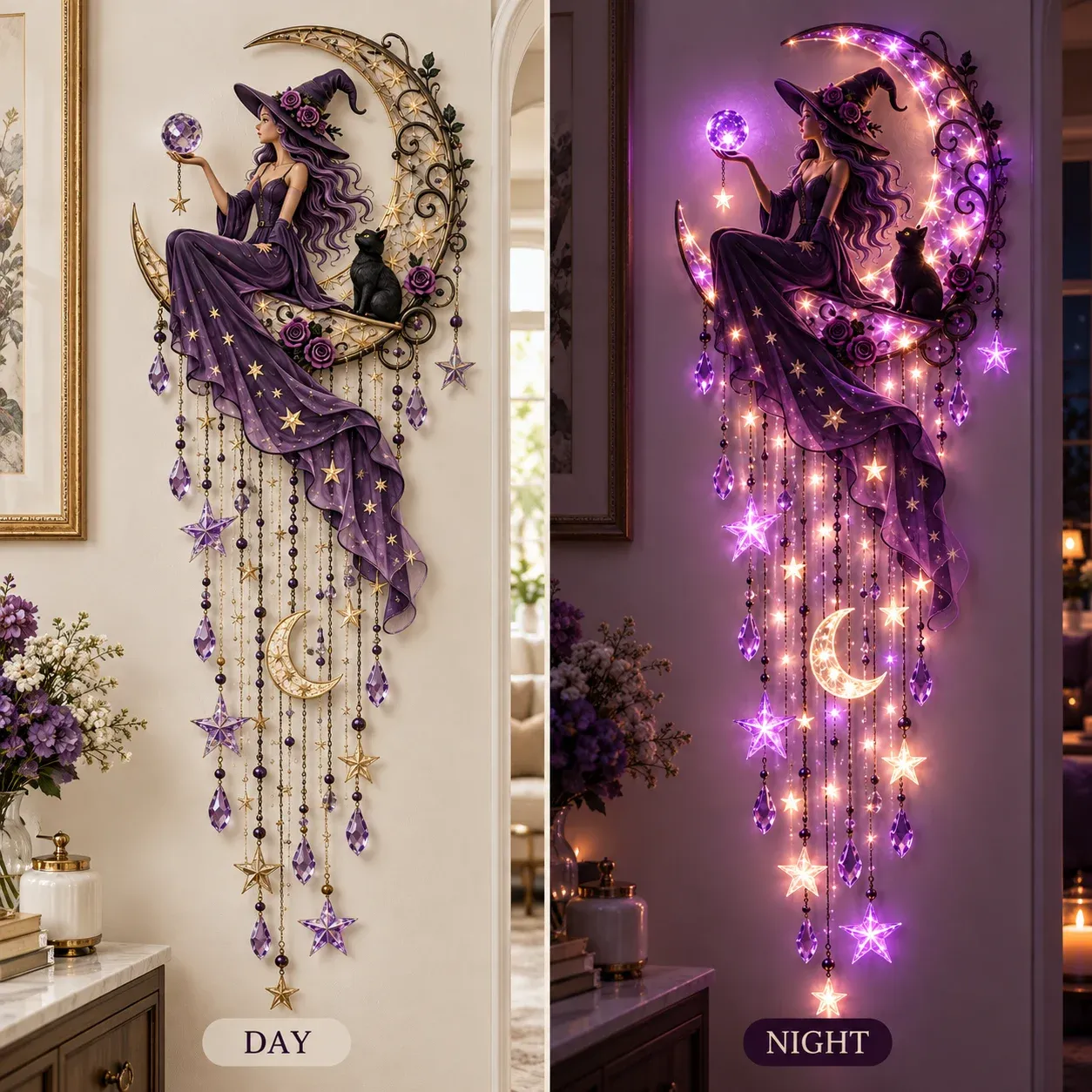 Witch moon wall decor day and night appearance