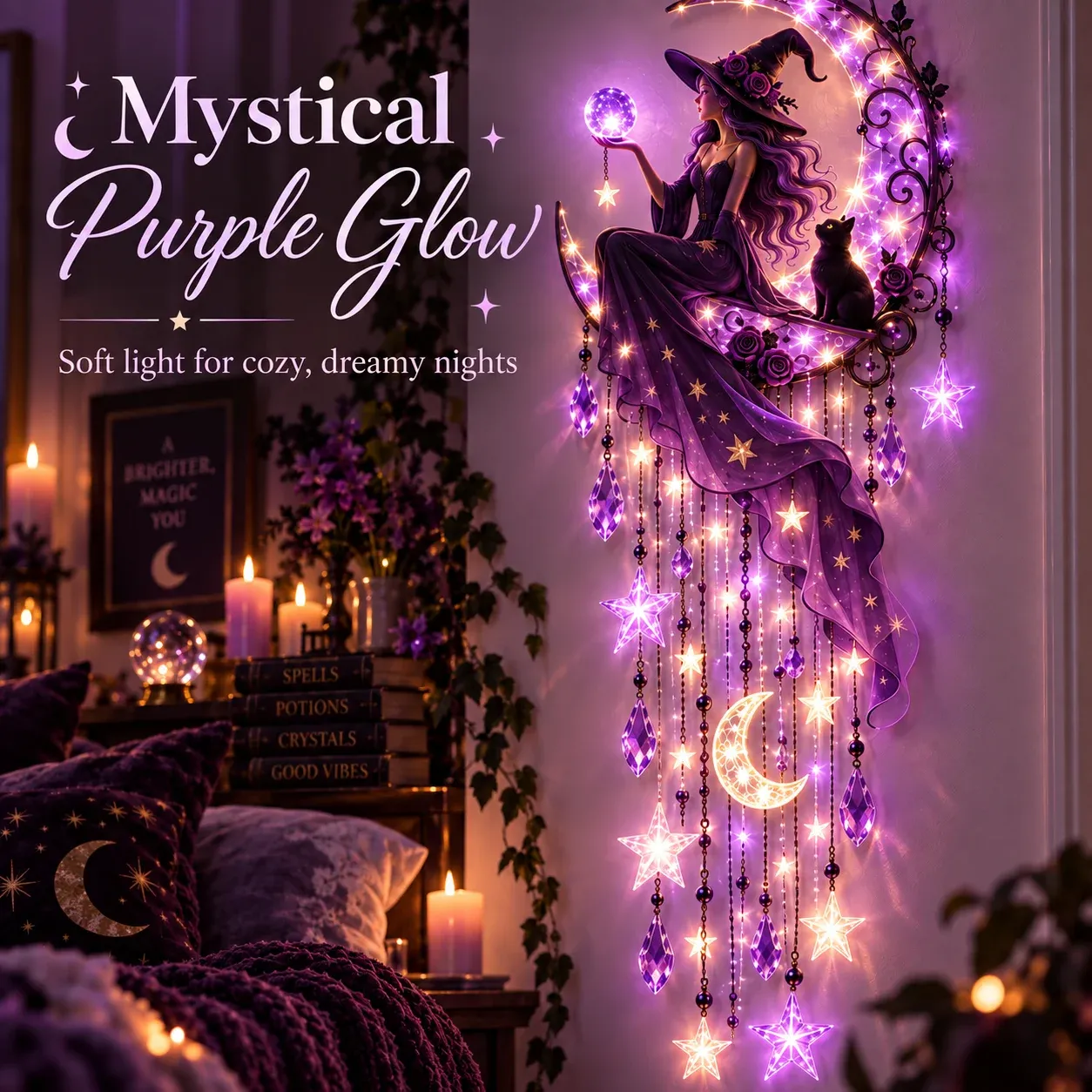 Purple starfall glow wall decoration